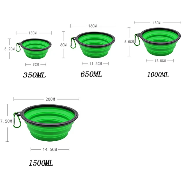 Folding Portable Silicone Dog Feeder Bowl 2 In 1 Pet Dispenser Outdoor Travel Dog Cat with Carabiner Bottle Food Water Container 6