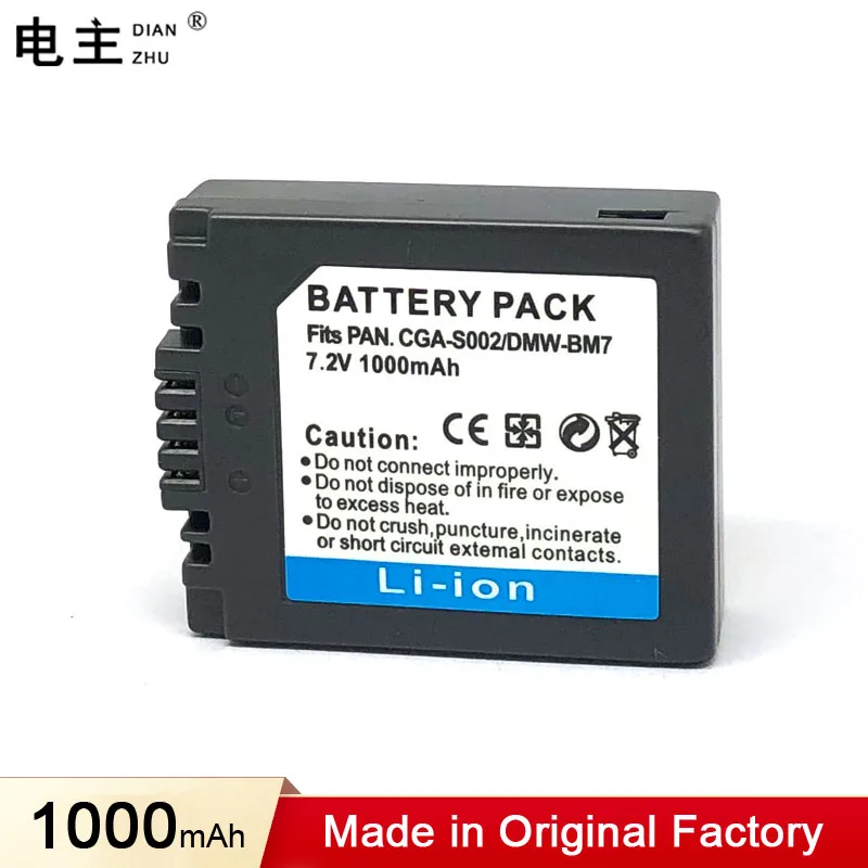 

CGA-S002 DMW-BM7 CGA S002 S002E S002A battery for Panasonic Lumix DMC FZ10 FZ15 FZ20 FZ1 FZ2 FZ3 FZ4 FZ5