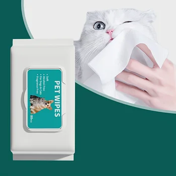 Salviette per Cani e Gatti, 80 Pezzi*2 Confezioni, Salviette Spesse con Rilievo Perlato, Senza Profumo e Senza Alcool, per Zampe, Occhi e Posteriore
