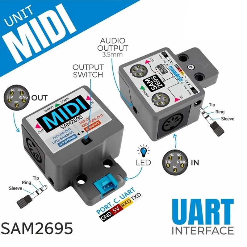 MIDI 장치 직렬 포트에서 MIDI 장치 SAM2695 오디오 처리 3.5 인터페이스-A09I용
