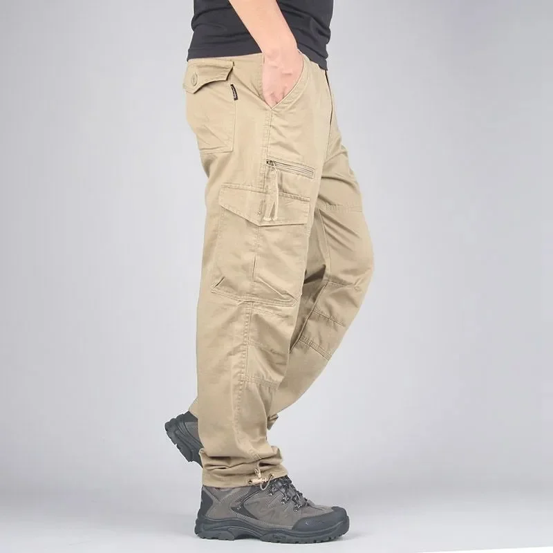 

Men's Cotton Cargo Pants Military Combat Overalls Straight Multi-Pocket Baggy Long Trousers Streetwear Casual Slacks M-5XL