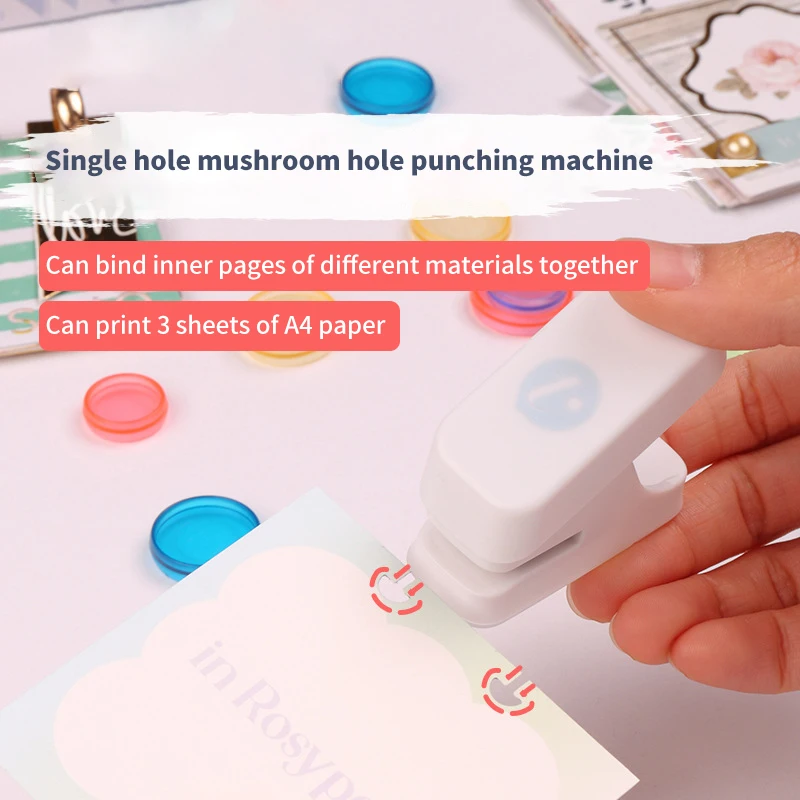 You Can Get Excellent Single-hole Mushroom Buckle T-hole Hand Book, Multi-hole Punching Machine, Creative Stationery