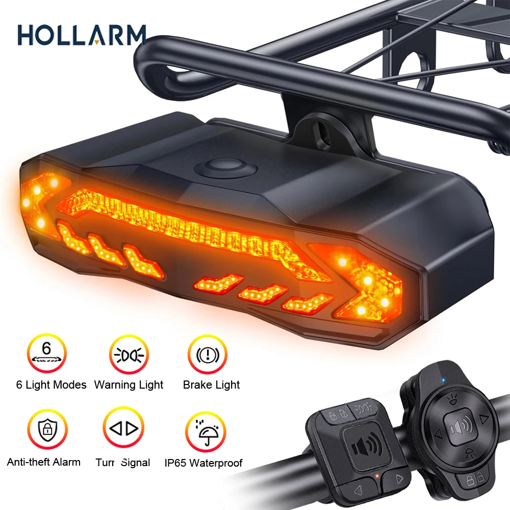 

Hollarm Bicycle Alarm for Rear Bike Rack Mounting Anti-theft Waterproof Bike Car Vehicle Security Alarm Turn Signals Brake Light