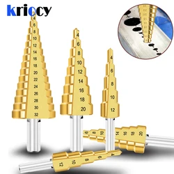 4-12 4-20 4-32 mm HSS Titanium Coated Step Drill Bit Drilling Power Tools for Metal High Speed Steel Wood Hole Cutter Cone Drill