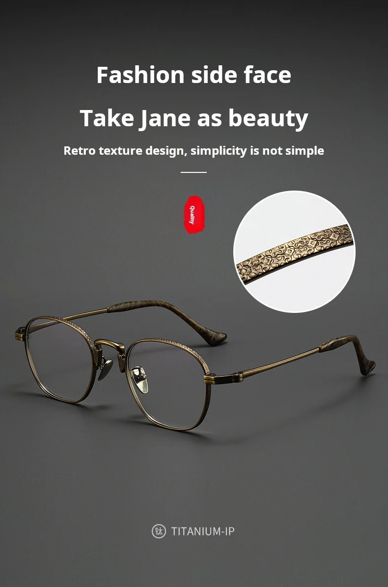 Mode Vintage Herren Titan Brille Retro Hohe Qualität Runde Ultraleicht Große Optische Brillen Rahmen Frauen 80850 – Detail 2