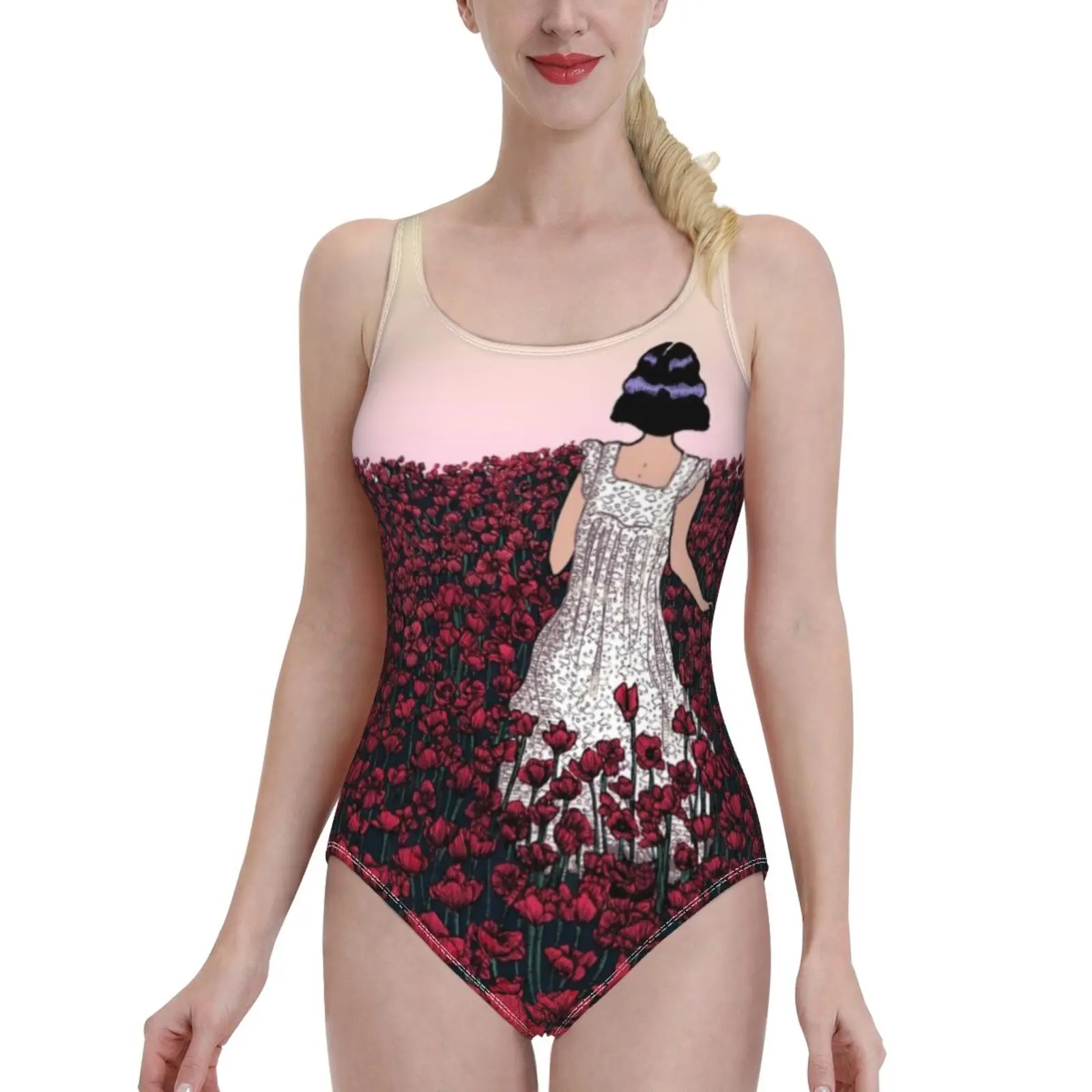 

Поле мака | Разноцветный женский купальник, слитный купальник с открытой спиной, сексуальная пляжная одежда, летние купальные костюмы, Маки