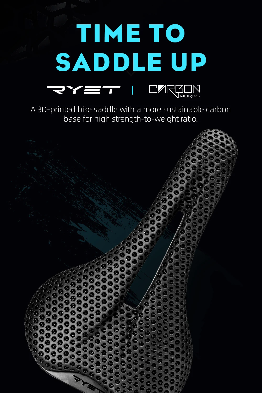 RYET 3D Printed Bike Saddle Bicycle Seat Cushion Ultralight Full Carbon Road MTB Mountain Bike Seating Cycling Accessories