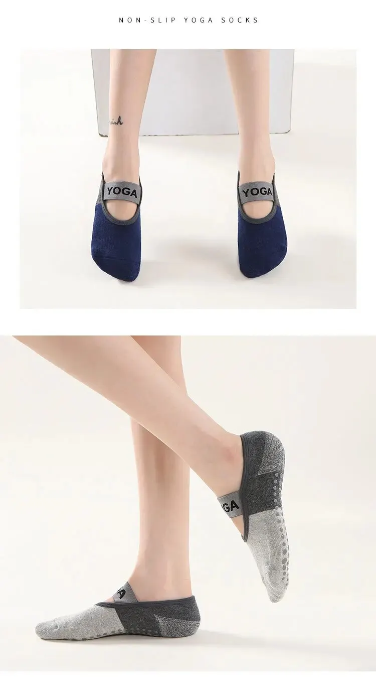 Professional Anti-Slip Yoga Socks Backless Bandage Pilates Socks Fitness Slipper Cotton Sports Socks