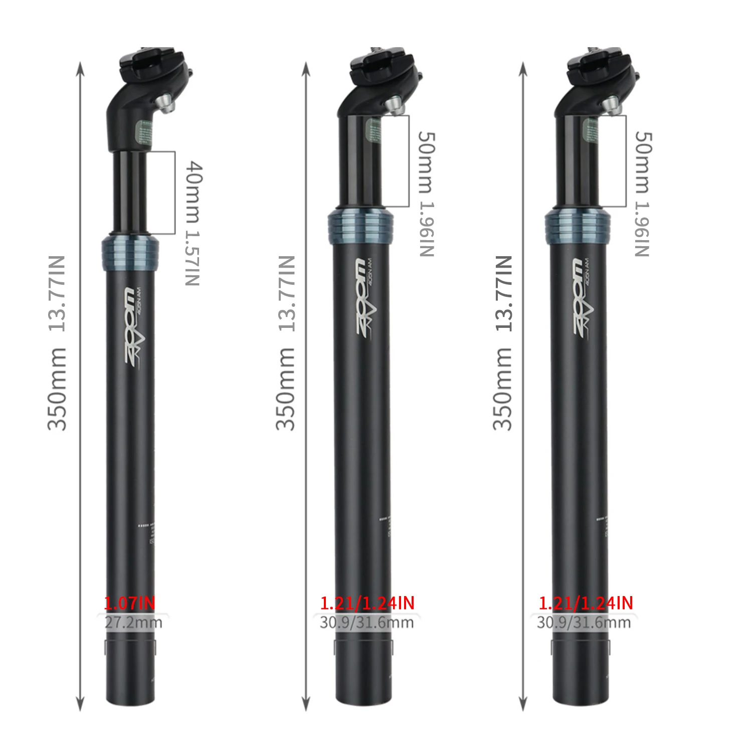 ZOOM Fahrrad Sattel Suspension Sattelstütze Aluminium Legierung Sattelstütze 27,2/30,9/31,6*350mm Fit MTB Straße falten DH Radfahren Zubehör – Detail 3