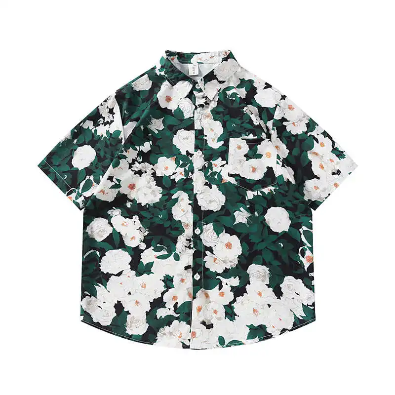 Männer und Frauen Hawaii Blumen Voll druck Kurzarm hemden trend ige Sommer Strand Strand Urlaub lässig lose dünne Bluse Tops