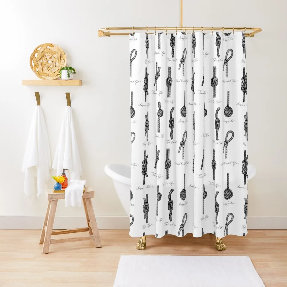 

Nautical Knots (Black and White) Shower Curtain Anime Shower Shower Set For Bathroom Elegant Bathroom Bathroom Deco Curtain