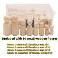 50 Pcs Little Wooden Man DIY Boxed Dolls Painting Unfinished People Figures Hand-Painted Graffiti Toys For Children 1