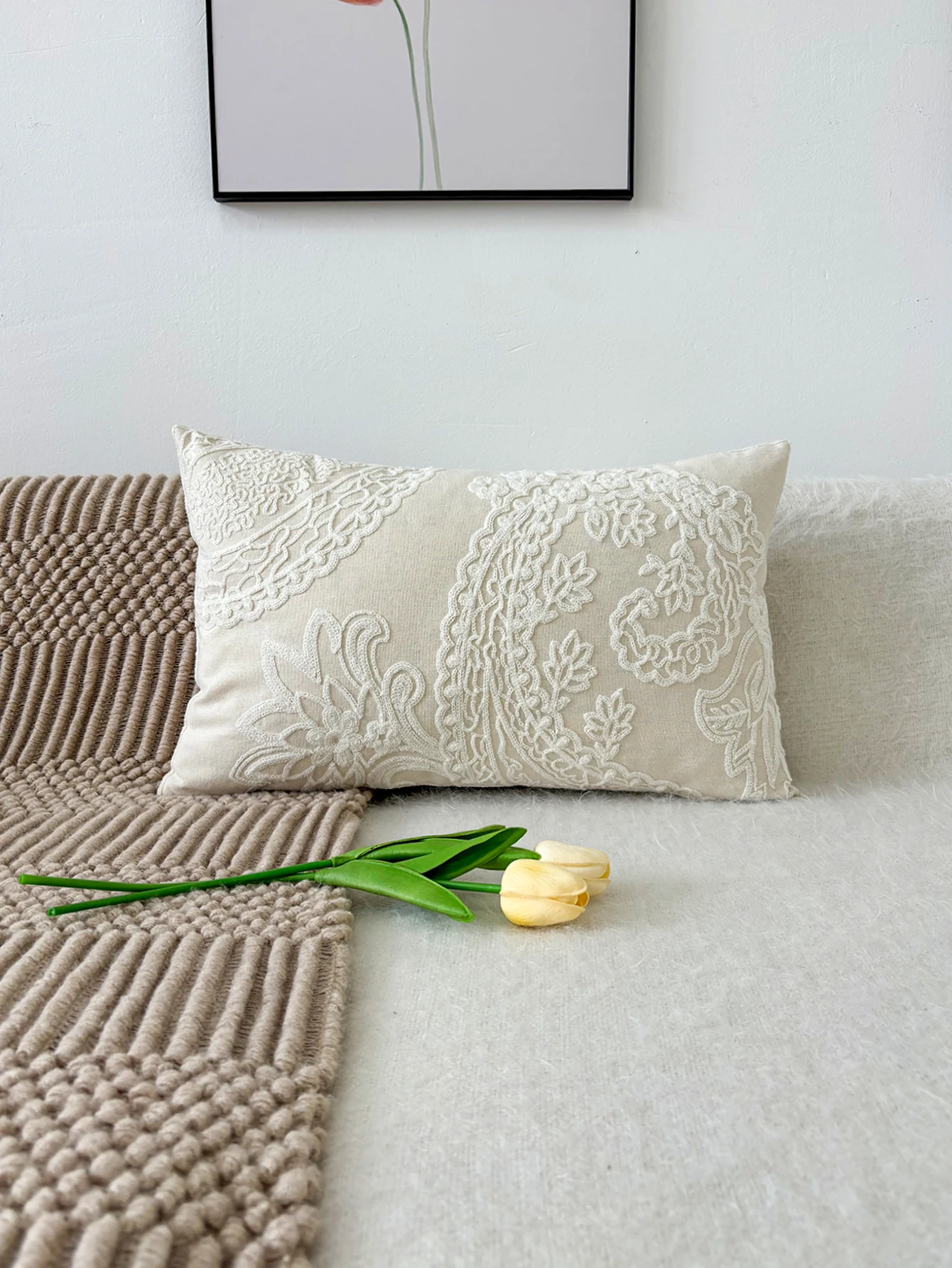 1pc, Embroidery Throw Pillow Without Insert, Decorative Throw Pillow Cushion, For Living Room Bedroom Sofa Home Decor 5