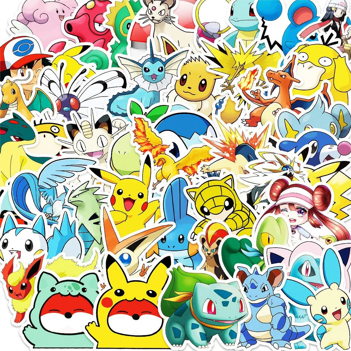 

50Pcs/Set Cartoon Pikachu Stickers Ornament Stationery Refrigerator Automobile Aesthetics DIY Plaything Waterproof Graffiti