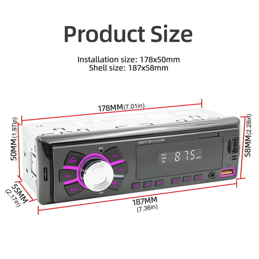  ߾ Ƽ̵   ã ׷ ÷̾,  ȣȯ  ڵ , USB , 1 Din, AUX FM, 12V