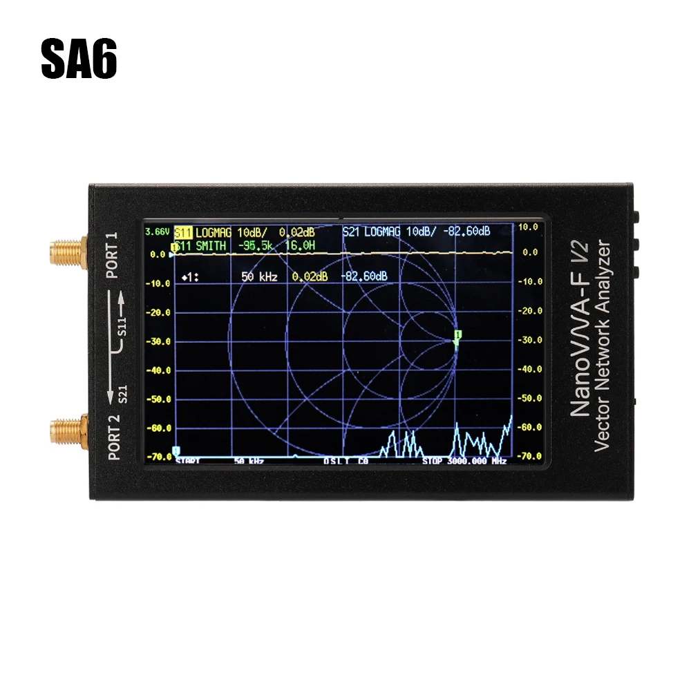 SA6 V2 50KHz-3GHz Vector Network Analyzer HF VHF UHF VNA 4.3 Touchscreen 5000mAh High Precision Antenna Analyzer 5000mAh