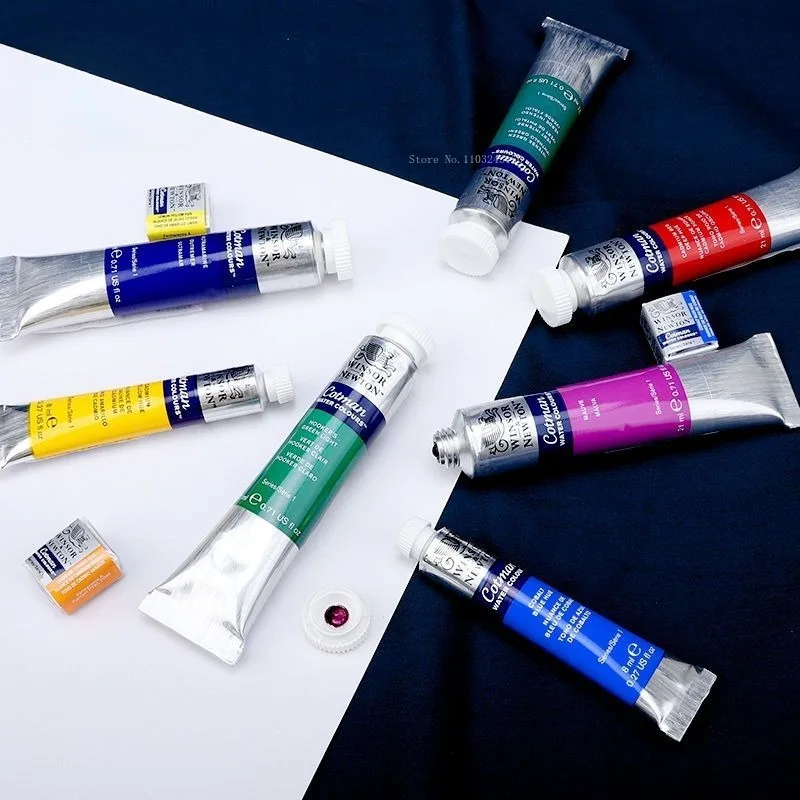 Windsor Newton Songwen 수채화 페인트 튜브 포장, 아티스트 등급 미술 용품, 야외 여행 수채화 그림 창작, 8ml