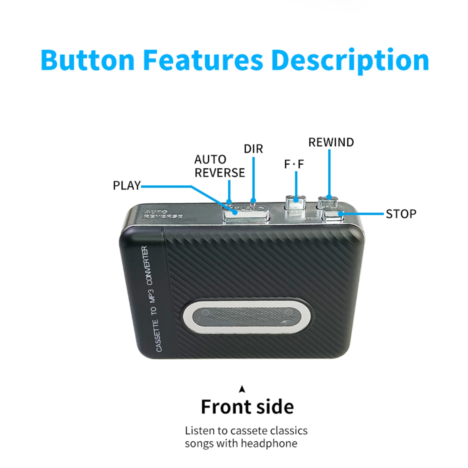 Cassette Player Cassette to MP3 Converter Portable Tape Player Captures MP3 Audio Music via USB Computers to
