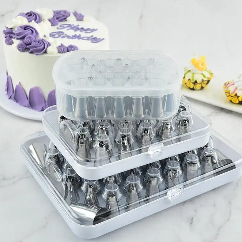 27/29/55 Pcs/Sets Piping Tip Set Stainless Steel Piping Tip Gift Box Set Baking Decorating Tools DIY Cake Buttercream Piping Tip