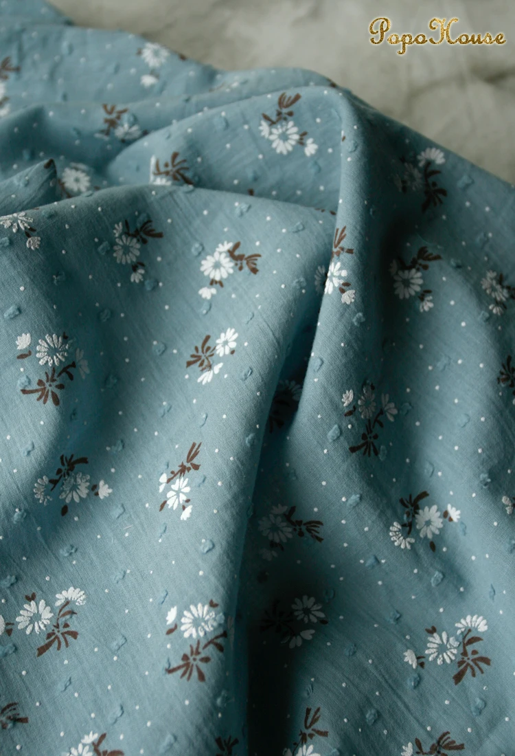 140x50cm Summer Cotton Fabric Fresh and Thin Little Floral Jacquard Dots Sewing Fabric Making Children's Clothing Dress Cloth cotton fabric