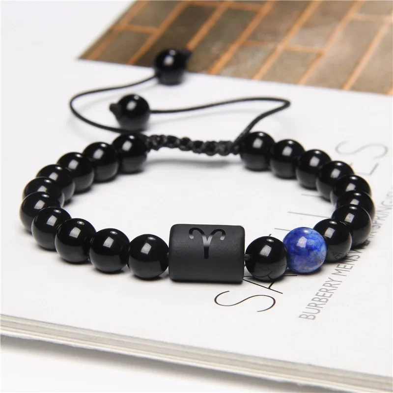 12 Constellation Zodiac Signs Bracelet Black Onyx Beads Cancer Leo Onyx Braided Bracelet for Women Men Couples Jewelry Gift 4 12 Constellation Zodiac Signs Bracelet Black Onyx Beads Cancer Leo Onyx Braided Bracelet for Women Men Couples Jewelry Gift 4