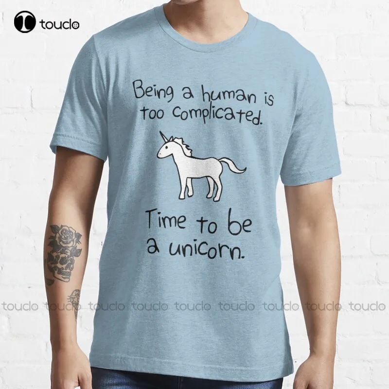 

New Time To Be A Unicorn T-Shirt Cotton Tee Shirt S-3Xl Mens Beach Shirts Custom Aldult Teen Unisex Digital Printing Tee Shirt
