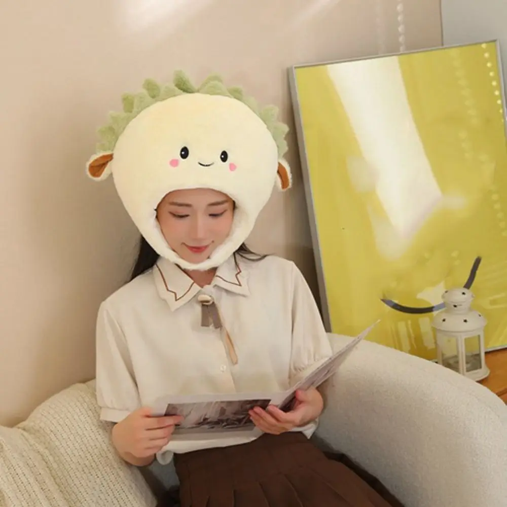 Stuffed Doll Plush Durian Hat Thick Fluffy Plush Hat Toys Comfort Collection Durian Cap Children Gift