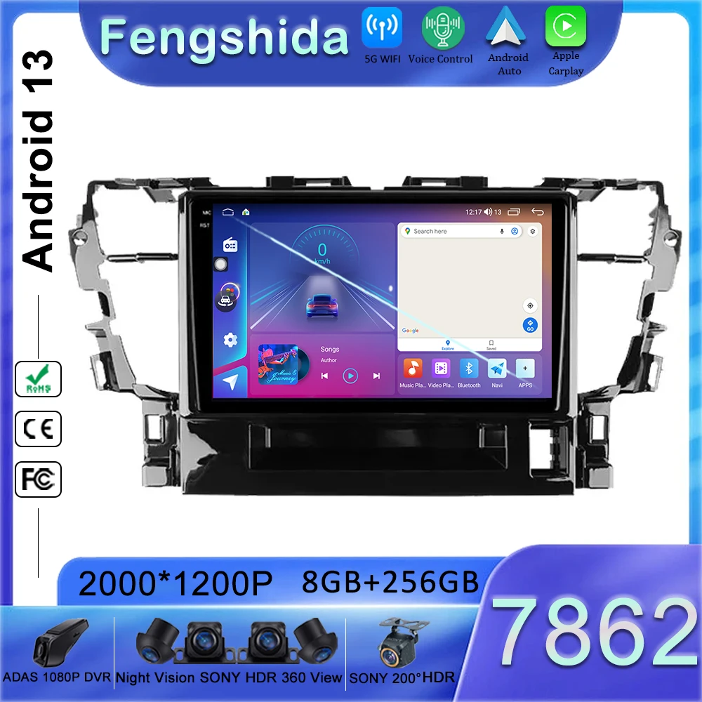 

7862 CPU Android 13 Car DVD Radio For Toyota Alphard H30 2015 - 2020 Stereo Head Unit GPS Navigation Multimedia Player Wifi HDR