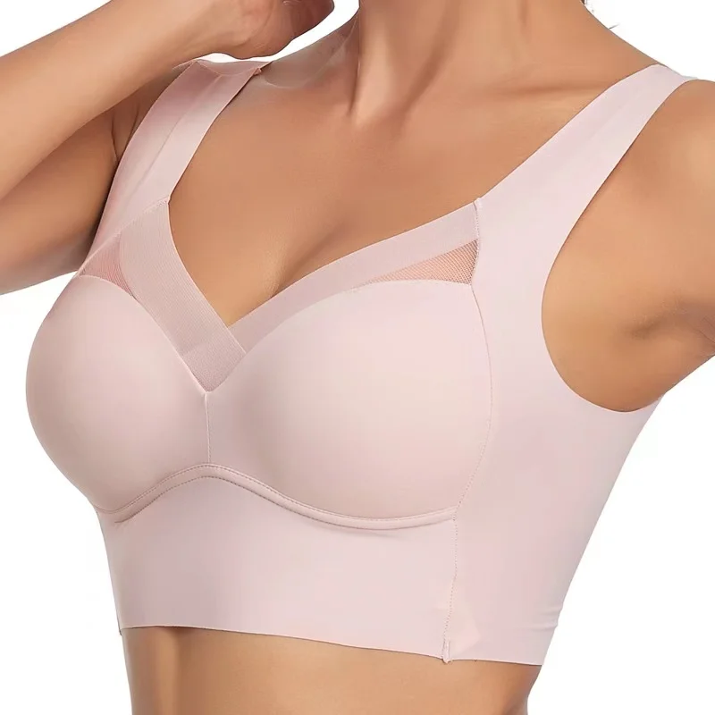 

Seamless Bra Sexy Sports Running Shockproof Underwear Ladies Small Chest Gathered No Steel Ring Beautiful Back Thin Tube Top