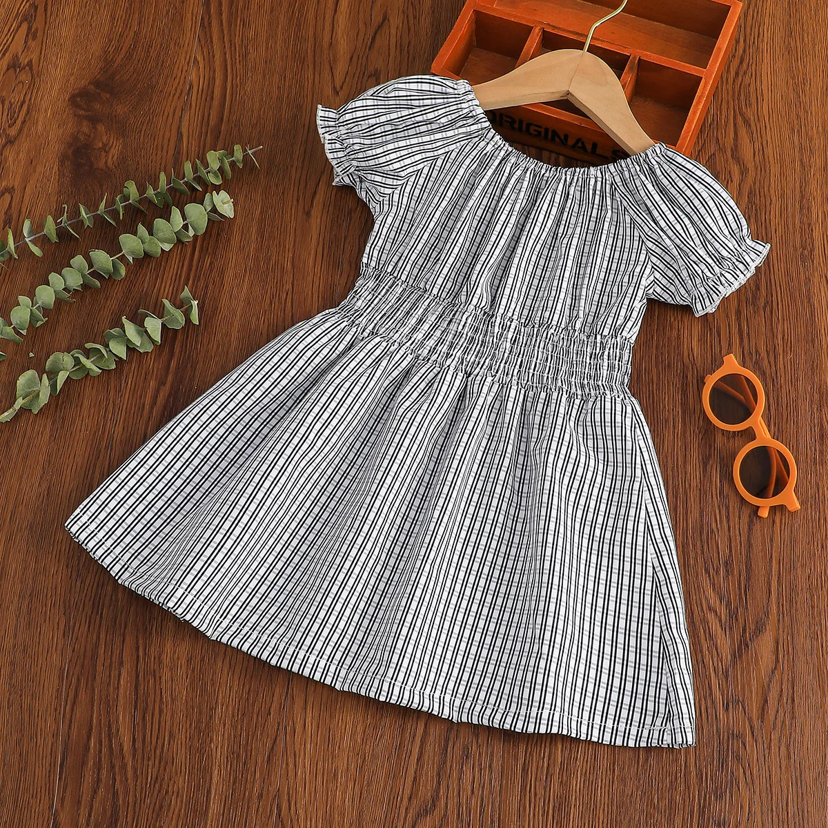 

Summer 2023 New Arrivals Girls Short Sleeve O Neck Plaid Black Roupa Infantil Menina Cute Party Dress Custume 2-6T