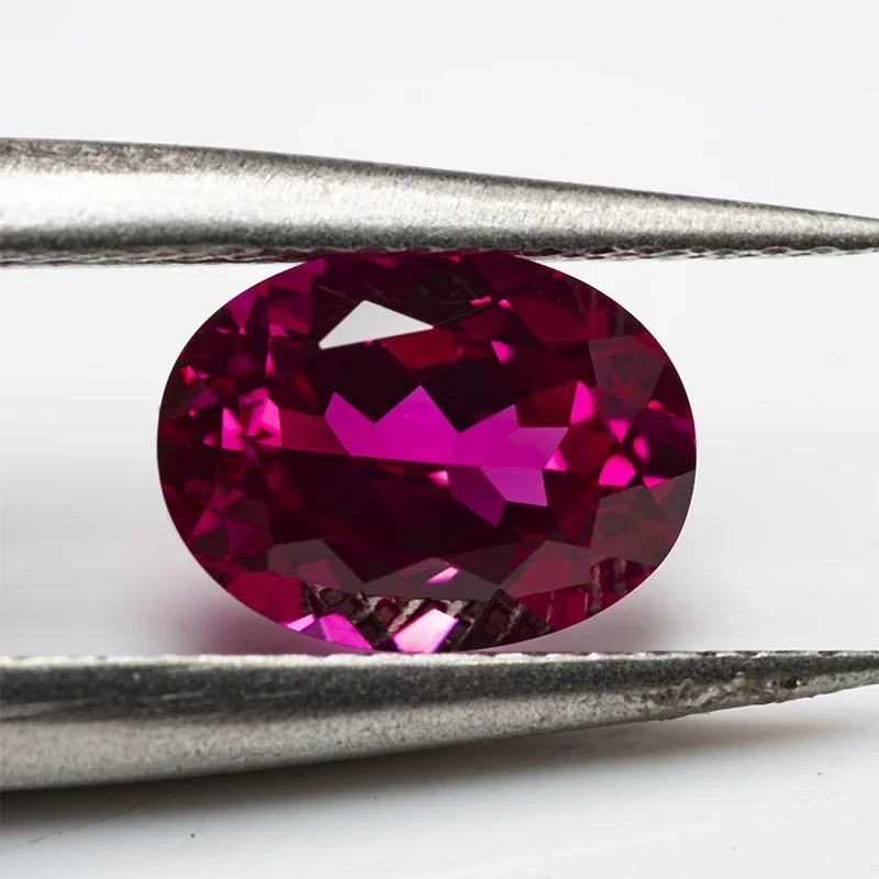 Lab Grown Ruby Rubellite Color Oval Shape VVS1 Stone For Charms Diy Jewelry Making Earrings Bracelet Selectable AGL Certificate