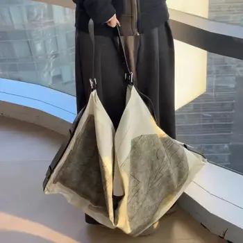Borsa tote monospalla in tela stampata casual con vento freddo Borsa per la spesa di grande capacità