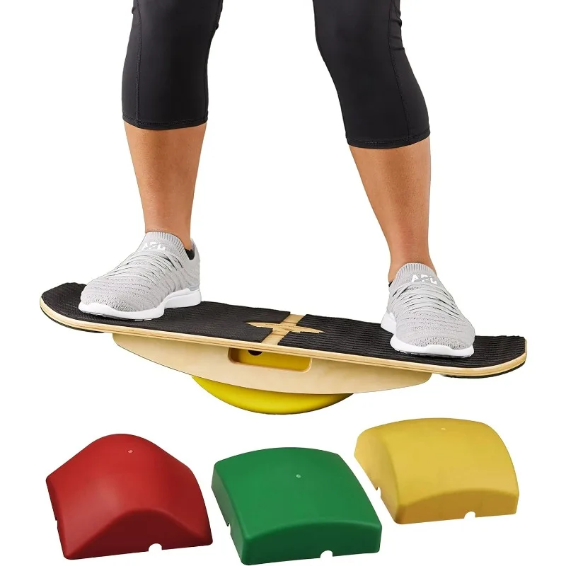

Balance Surfer | Bamboo Balance Board for Office, Standing Desks, Surfing, Yoga, Exercise! Includes 3 Balance Modules