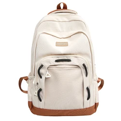 Stylish Large Capacity Waterproof Backpack for Trendy Travel and School (Whitekhaki)