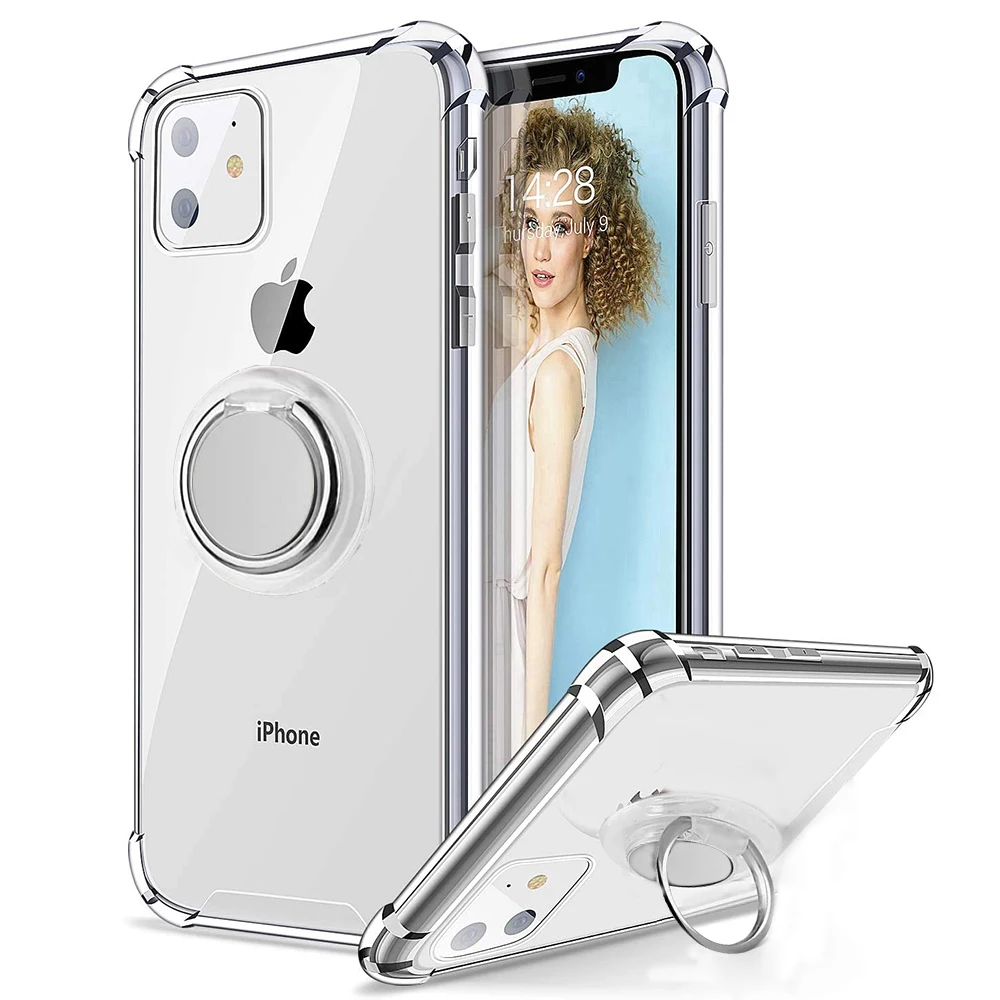 Transparent Ring Holder Shockproof Phone Case - Soft Shell Cover