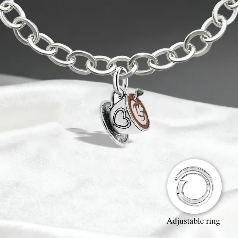 Verstellbare 925 Sterling Silber Vintage Anhänger Kaffee-Schmetterling Charms Perlen Passend für Original Armband Armreif Halskette DIY Schmuck – Detail 19