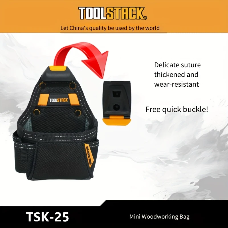 Compact Utility Toolkit - High-Quality Carpenter Tool Bag with Quick-Hook Service Kit & Waist Pouch