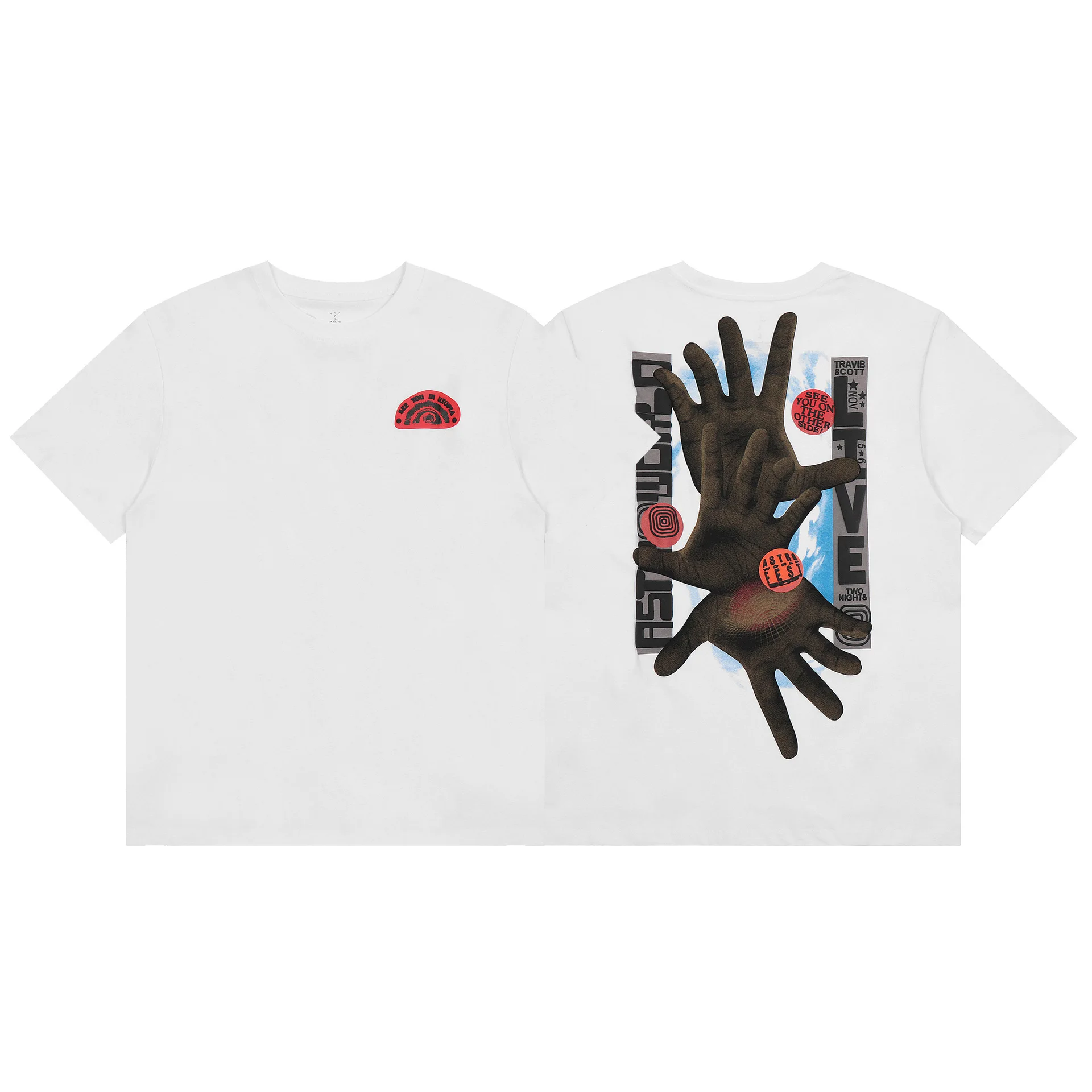 

2023 Summer Fashion New American Men's Short-Sleeved T-Shirt Foam Letters Gesture Printing Retro Style Loose Casual Trend Tops