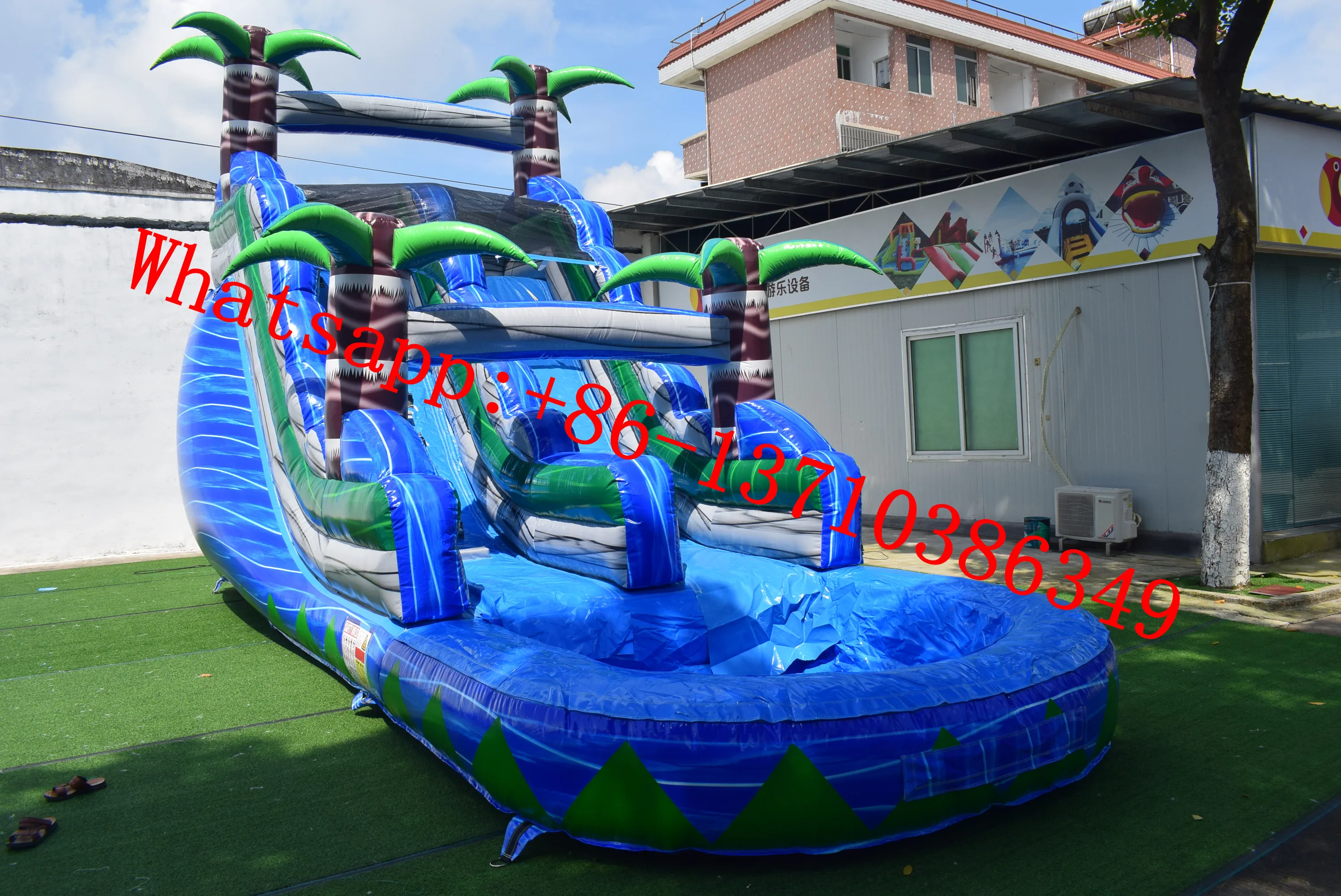 Rijk Schatting huren Commerciële Verhuur Kinderen Opblaasbare Water Zwembad Glijbaan Trampoline  Kasteel Hindernisbaan Speeltuin Te Koop|Glijbanen| - AliExpress