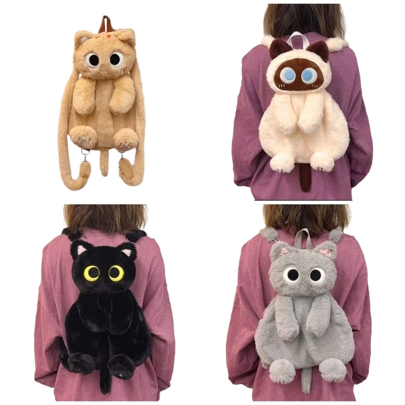 

Plush Backpack Cartoon 3D Animal Plush Shoulder Bag Travel Bag for Female