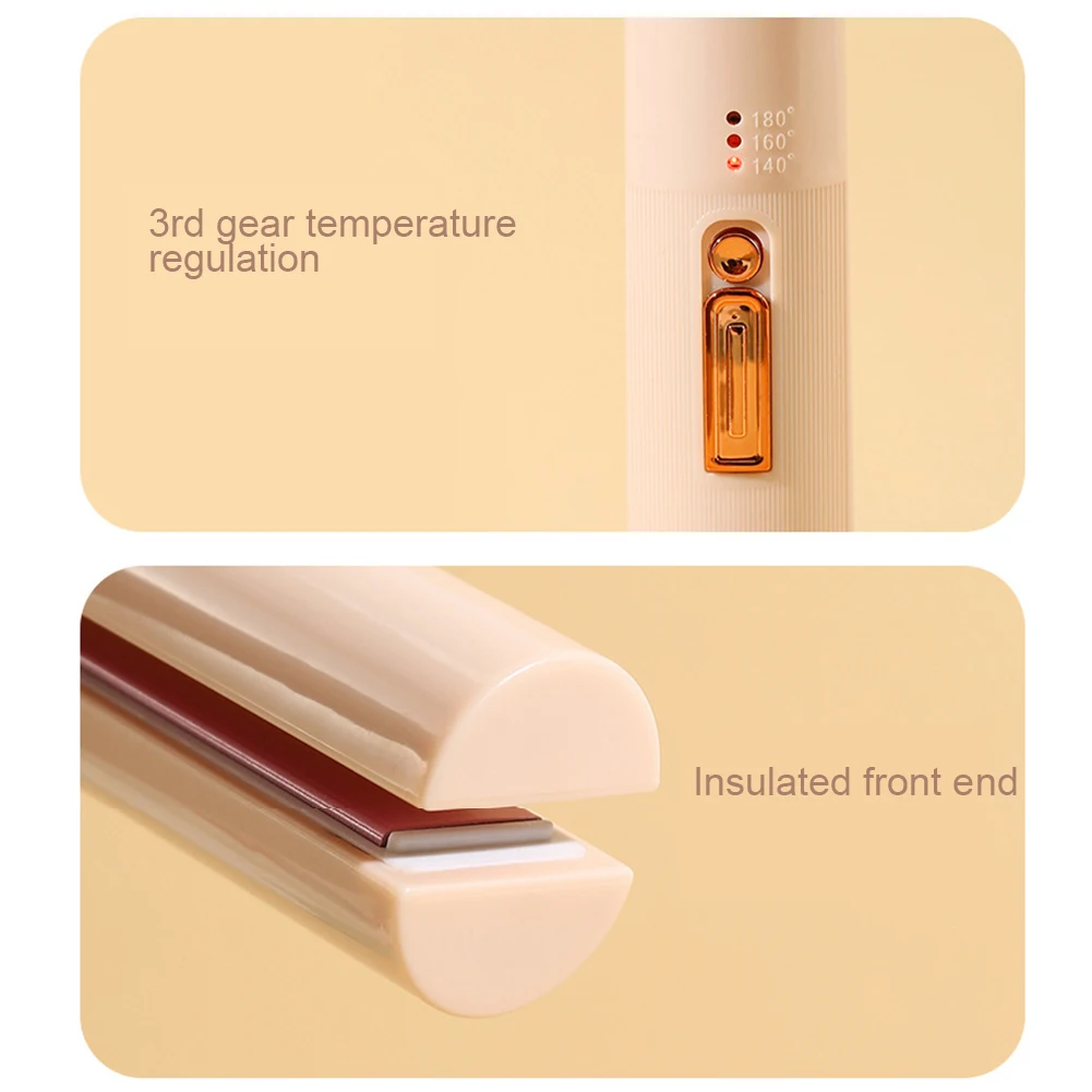 2 in 1 USB Rechargeable Hair Wand Fasting Heating Ceramic Curling Wand with 3 Temp Setting for Curl Wave Straighten Women Hair