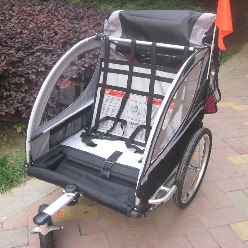 Remorque de vélo jumeaux 3 en 1, grande roue de 20 pouces, poussette pour  bébé, jogging pliable pour enfants, deux sièges, chariot de vélo d'extérieur