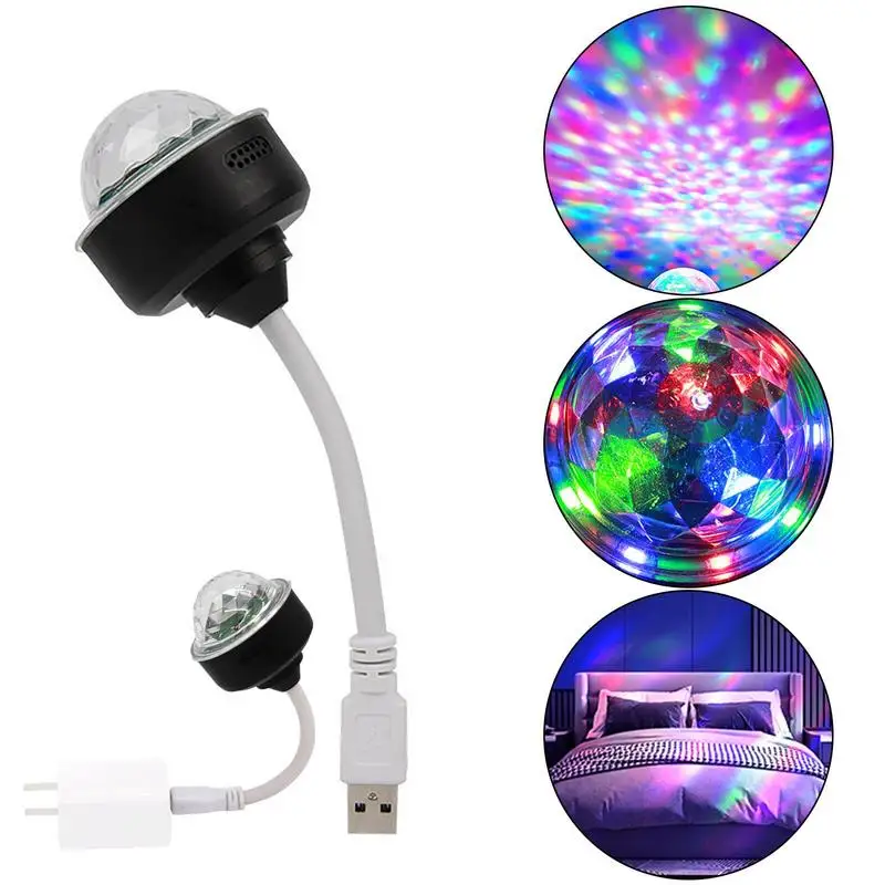 Dj Lighting Sound Party Auto USB Mini Disco Ball Lights RGB Multi Color Car Atmosphere Room Decorations Lamp Magic Strobe Light starry sky light usb sound control magic ball stage lighting atmosphere lamp remote control water ripple projection bedroom led