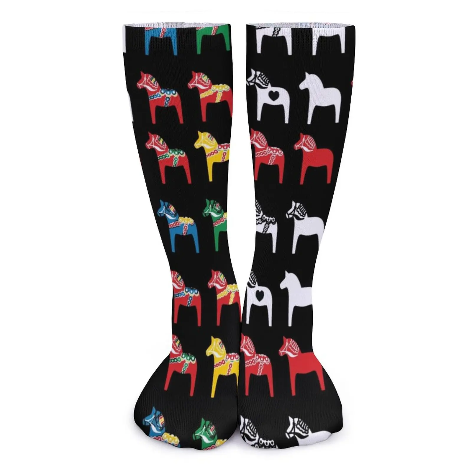 

Разноцветные носки с изображением шведской лошади, чулки для отдыха с изображением капельки и лошадей, зимние Нескользящие женские носки, мягкие дизайнерские уличные носки