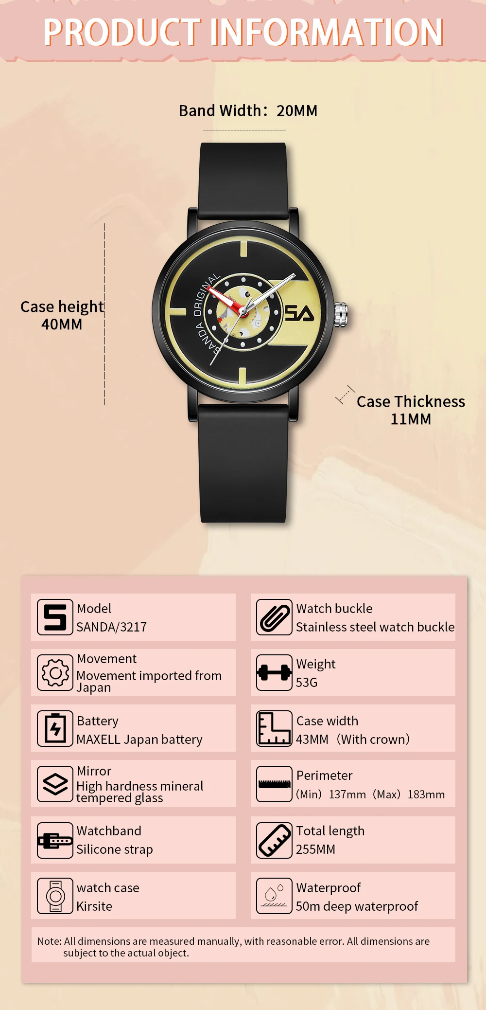 2023 SANDA 3217 Fashion Men's Quartz Watches Simple Casual Style Man Waterproof Wrist For Men Women Boy Clock relogio masculino