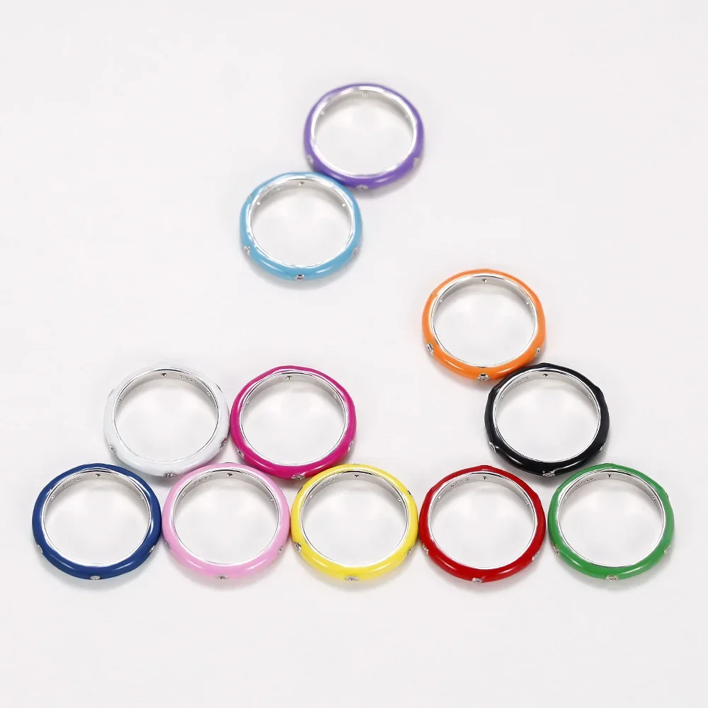 2024 New enamel handmade drip oil ring, high-end rainbow eternal stackable, women's wedding party engagement jewelry gift 4