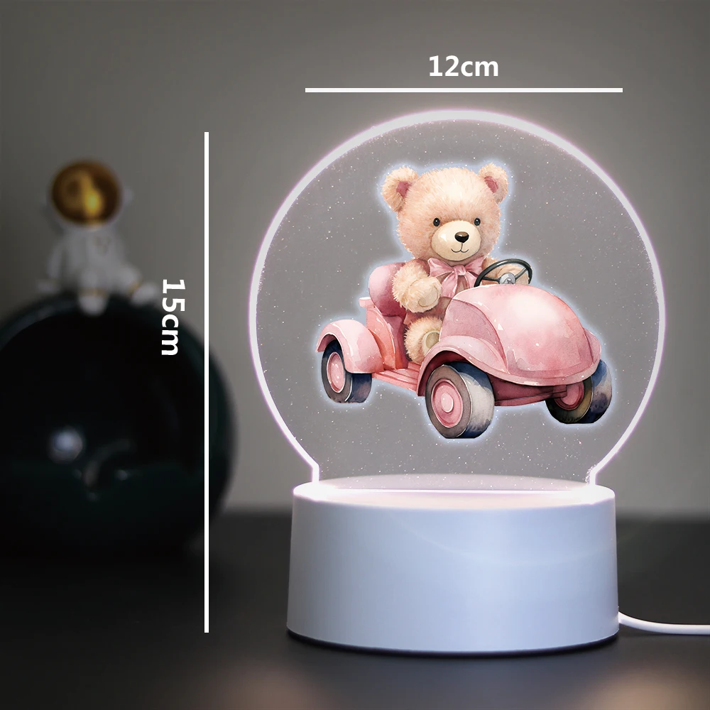 테디 베어 3D 야간 조명 어린이 장난감 생일 크리스마스 선물 어린이 장난감 3D Led 야간 조명 색상 변경