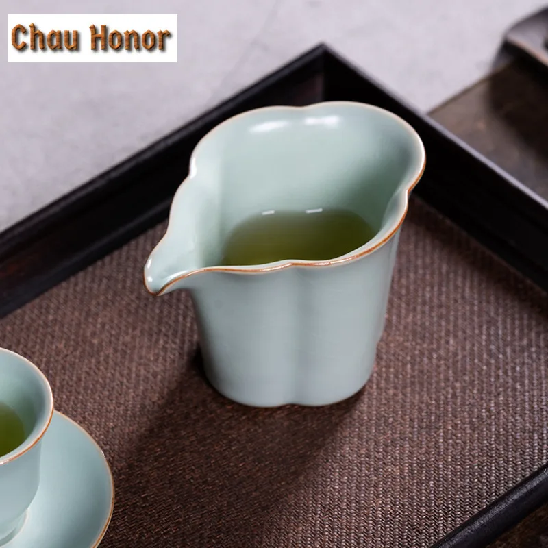 170ml Handmade Ru Kiln Porcelain Tea Pitcher Pour Tea Cha Hai Dispenser Justice Cup White Tea Fair Mug Teaset Craft Supplies