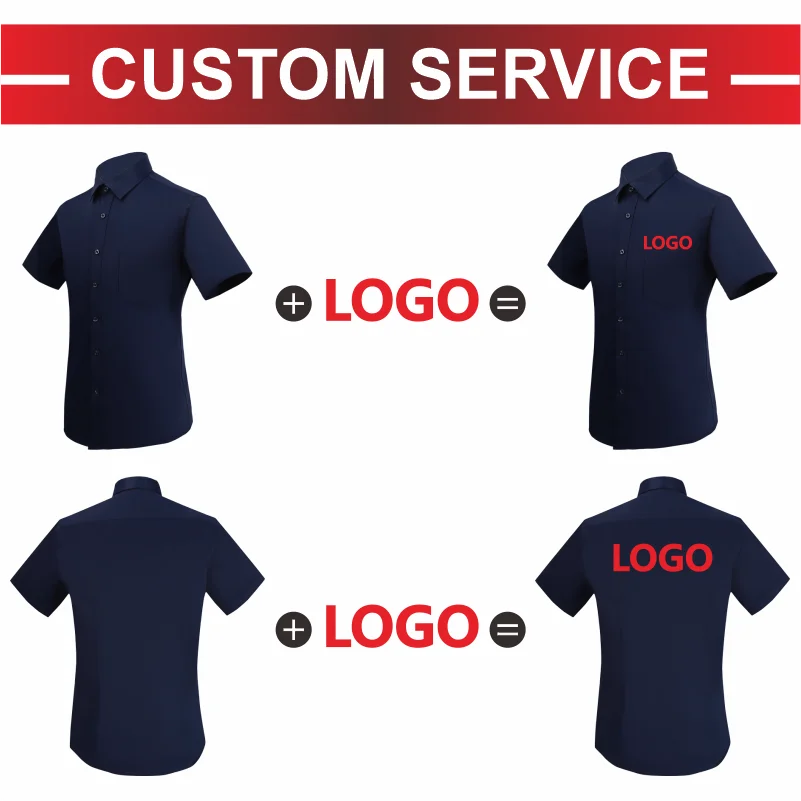 Fashion Solid Color Short Sleeve Business Shirt Brand Casual Men's Professional Shirt Print Embroidery Design S-7XL