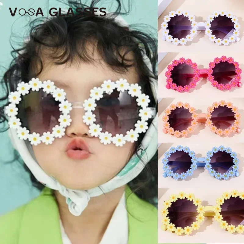 Lunettes de soleil assorties pour enfants, tournesol, fleur ronde, mignon, mode dames, enfants détruire, AndrSunglasses